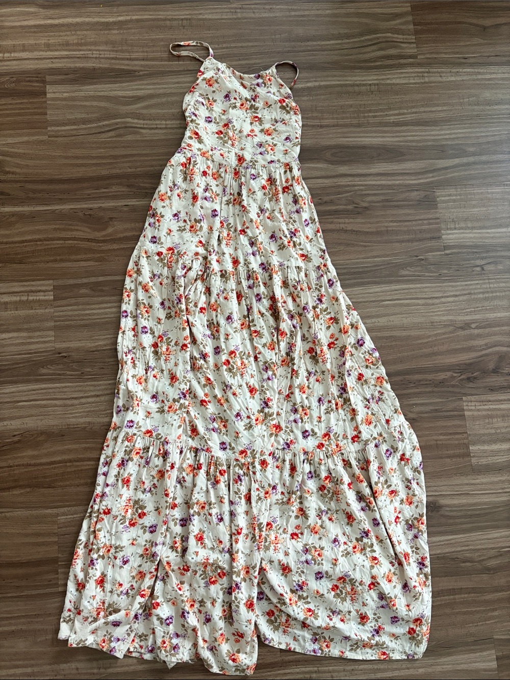 Seven wonders Cream Floral Maxi Dress with Orange & Purple Blooms